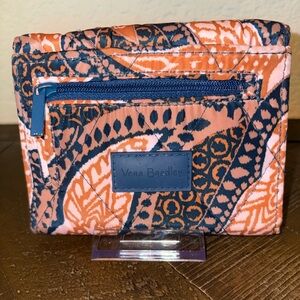Vera Bradley Coral and Navy Patterned Wallet